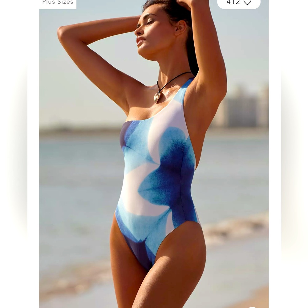 Anthropologie Graham Keegan One-Shoulder Asymmetrical One-Piece Swimsuit